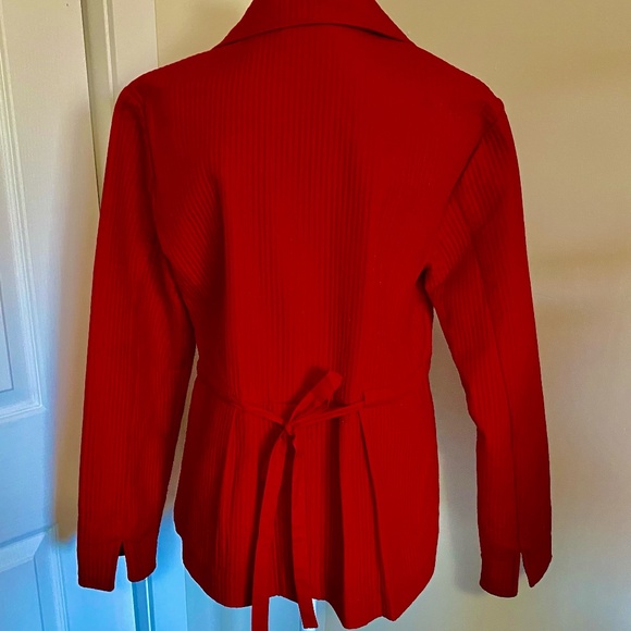 Coldwater Creek Bright Red Silk Blend Tie Back Holiday Light Jacket- Sz-10 - Picture 2 of 16